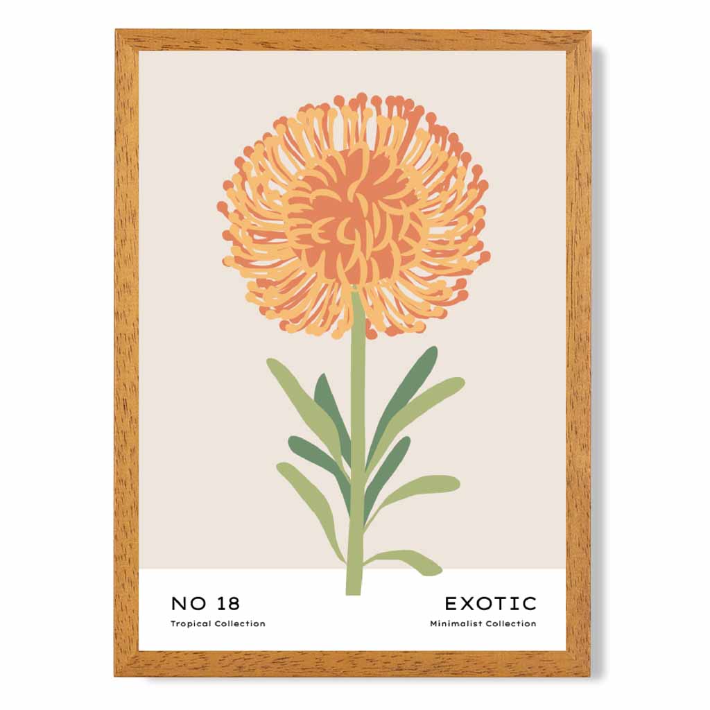 Exotic Floral Orange, Green Dahlia Flower Art Poster | Wall Art Plaza UK