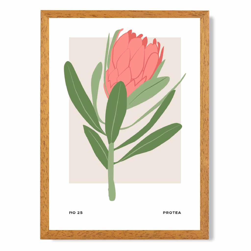 Exotic Floral Green, Pink Sugar Bush Flower Art Poster | Wall Art Plaza UK