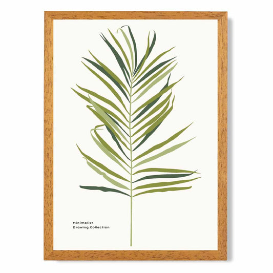 Minimal Green, Beige Palm Branch Art Print | Wall Art Plaza UK