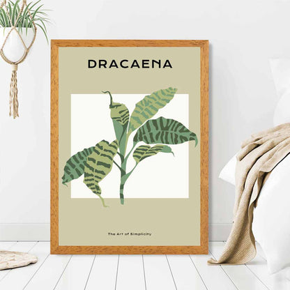 Minimal Tropical Green,  Dracaena Palm Art Print | Wall Art Plaza UK