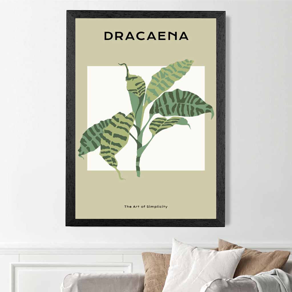 Minimal Tropical Green,  Dracaena Palm Art Print | Wall Art Plaza UK