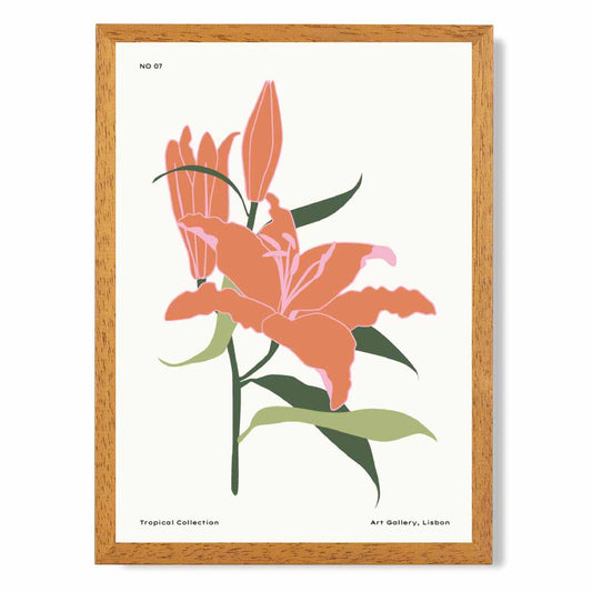 Lisbon Orange, Green Floral Tranquility Art Poster | Wall Art Plaza UK