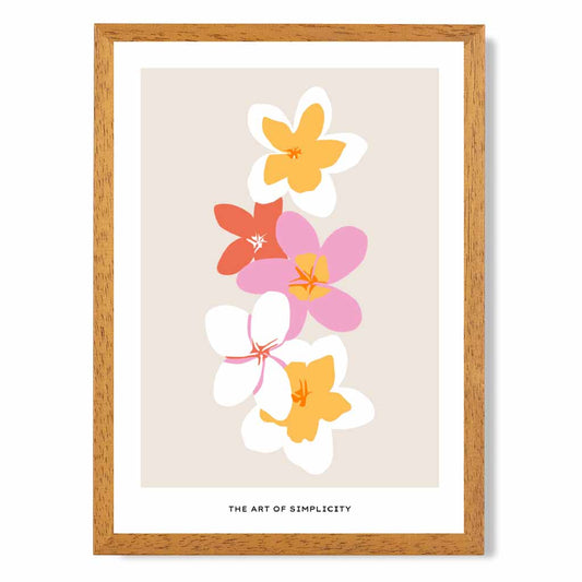 Floral Pink, Beige Minimalist Garden Art Poster | Wall Art Plaza UK