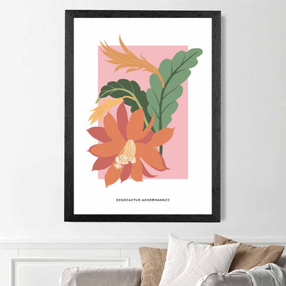 Minimal Tropical Pink, Colourful Red Orchid Cactus Art Print | Wall Art Plaza UK