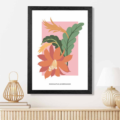 Minimal Tropical Pink, Colourful Red Orchid Cactus Art Print | Wall Art Plaza UK