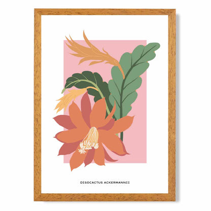 Minimal Tropical Pink, Colourful Red Orchid Cactus Art Print | Wall Art Plaza UK