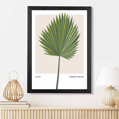 Minimal Tropical Green, Beige Fan Palm Art Print | Wall Art Plaza UK