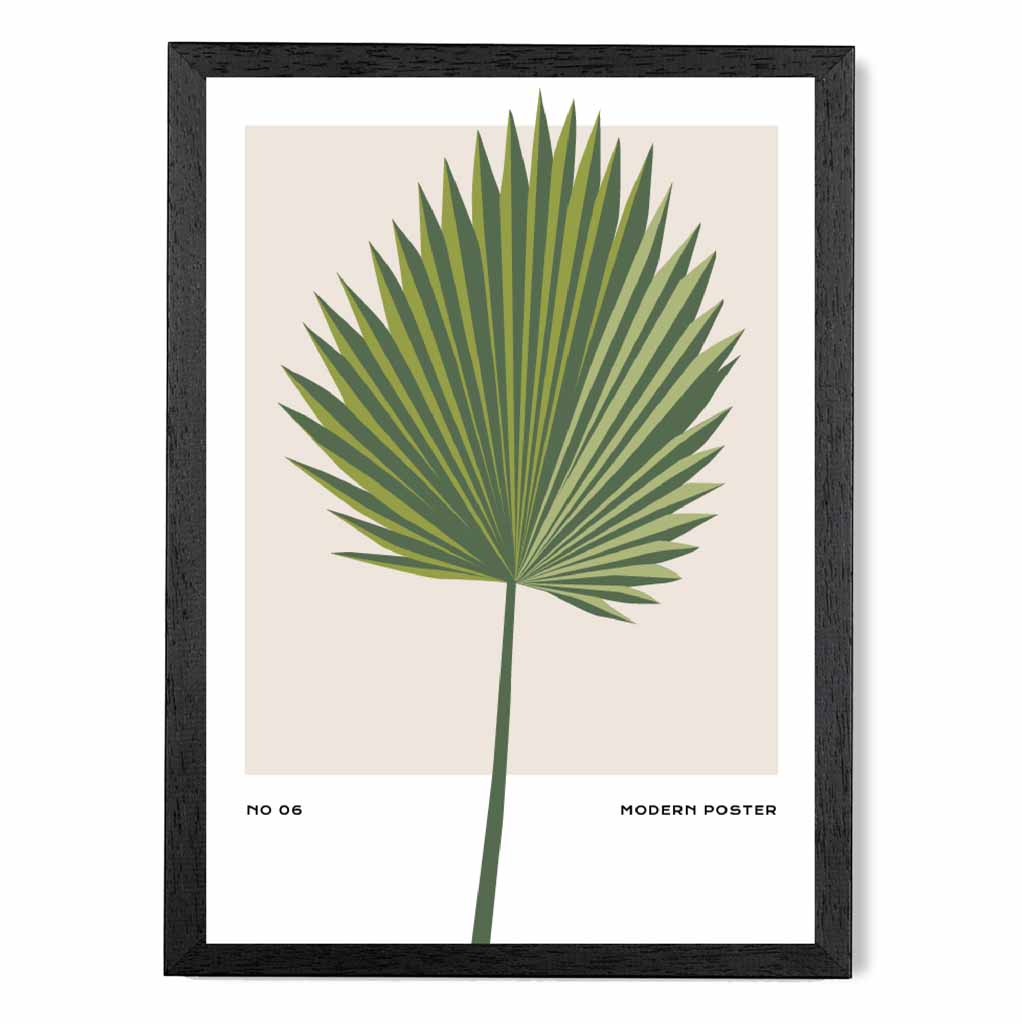 Minimal Tropical Green, Beige Fan Palm Art Print | Wall Art Plaza UK