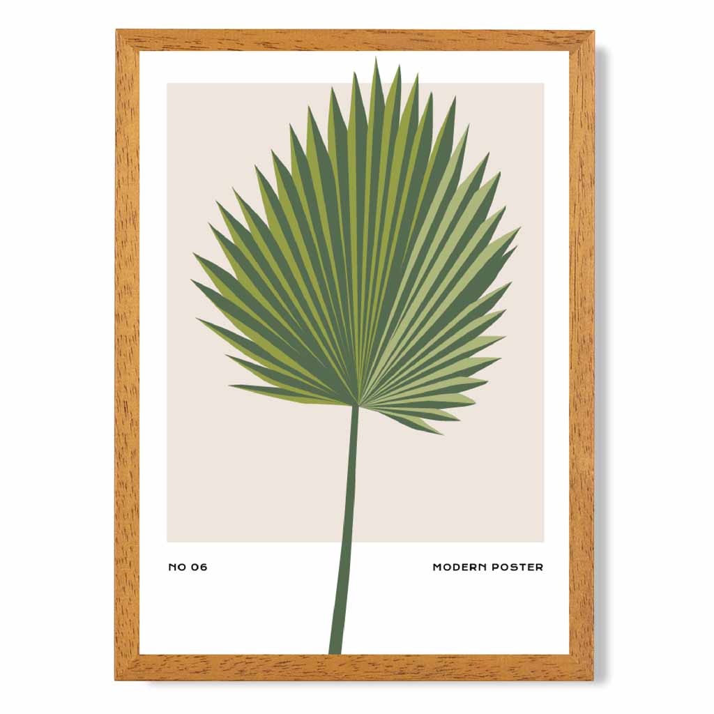 Minimal Tropical Green, Beige Fan Palm Art Print | Wall Art Plaza UK