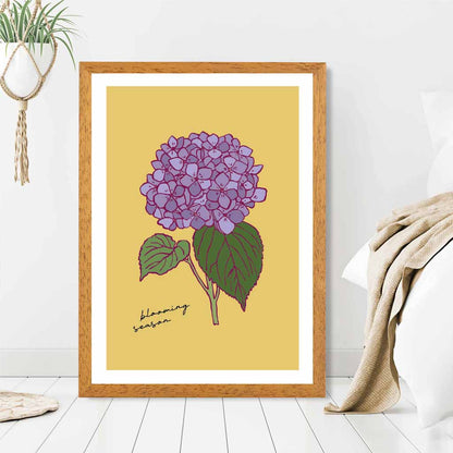 Vintage Floral Yellow, Purple Hydrangea Art Poster | Wall Art Plaza UK