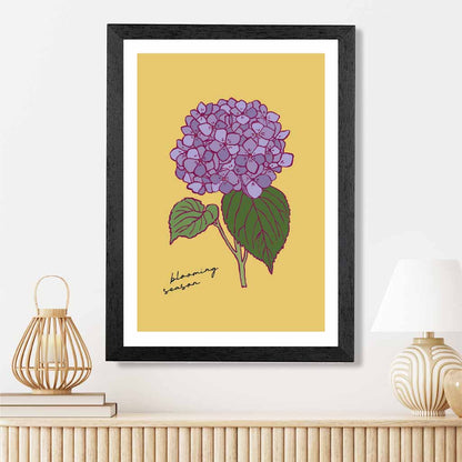 Vintage Floral Yellow, Purple Hydrangea Art Poster | Wall Art Plaza UK