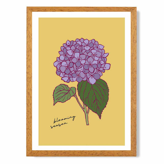 Vintage Floral Yellow, Purple Hydrangea Art Poster | Wall Art Plaza UK