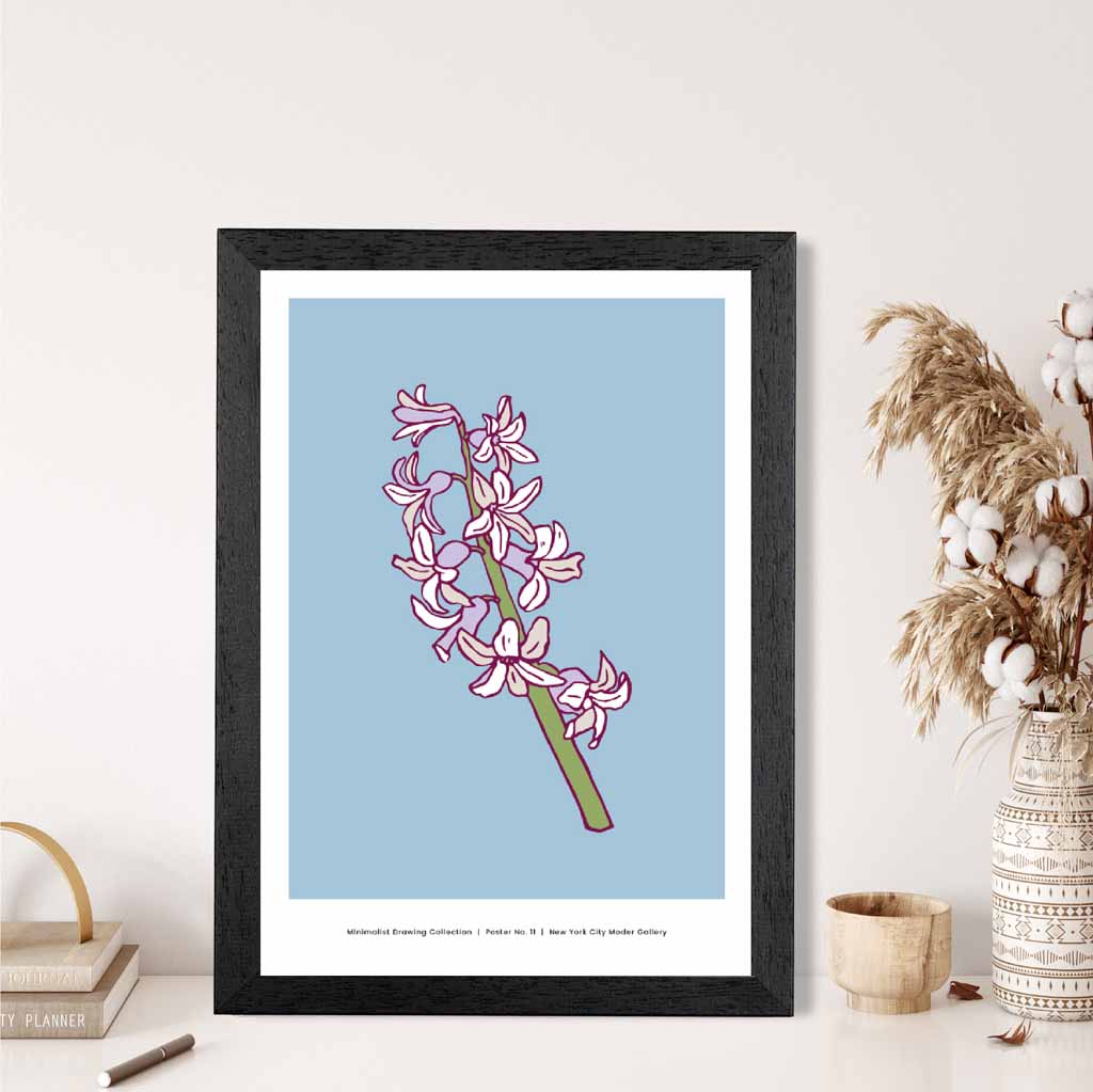 Vintage Floral Blue, Purple Hyacinth Art Print | Wall Art Plaza UK