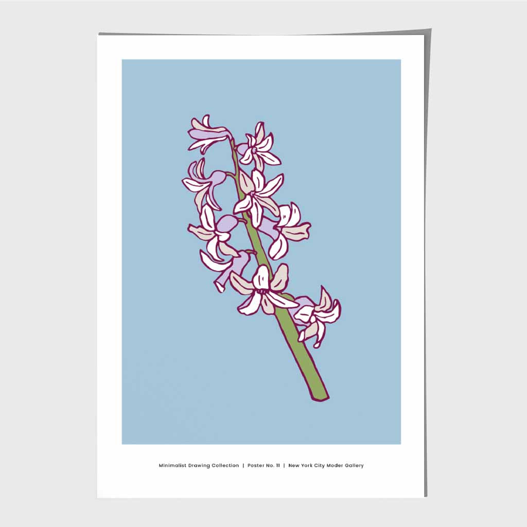 Vintage Floral Blue, Purple Hyacinth Art Print | Wall Art Plaza UK