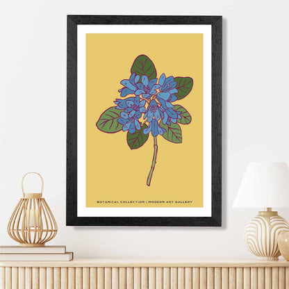 Boho Floral Yellow, Blue Spoon Flower Art Print | Wall Art Plaza UK