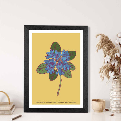 Boho Floral Yellow, Blue Spoon Flower Art Print | Wall Art Plaza UK