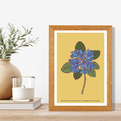 Boho Floral Yellow, Blue Spoon Flower Art Print | Wall Art Plaza UK