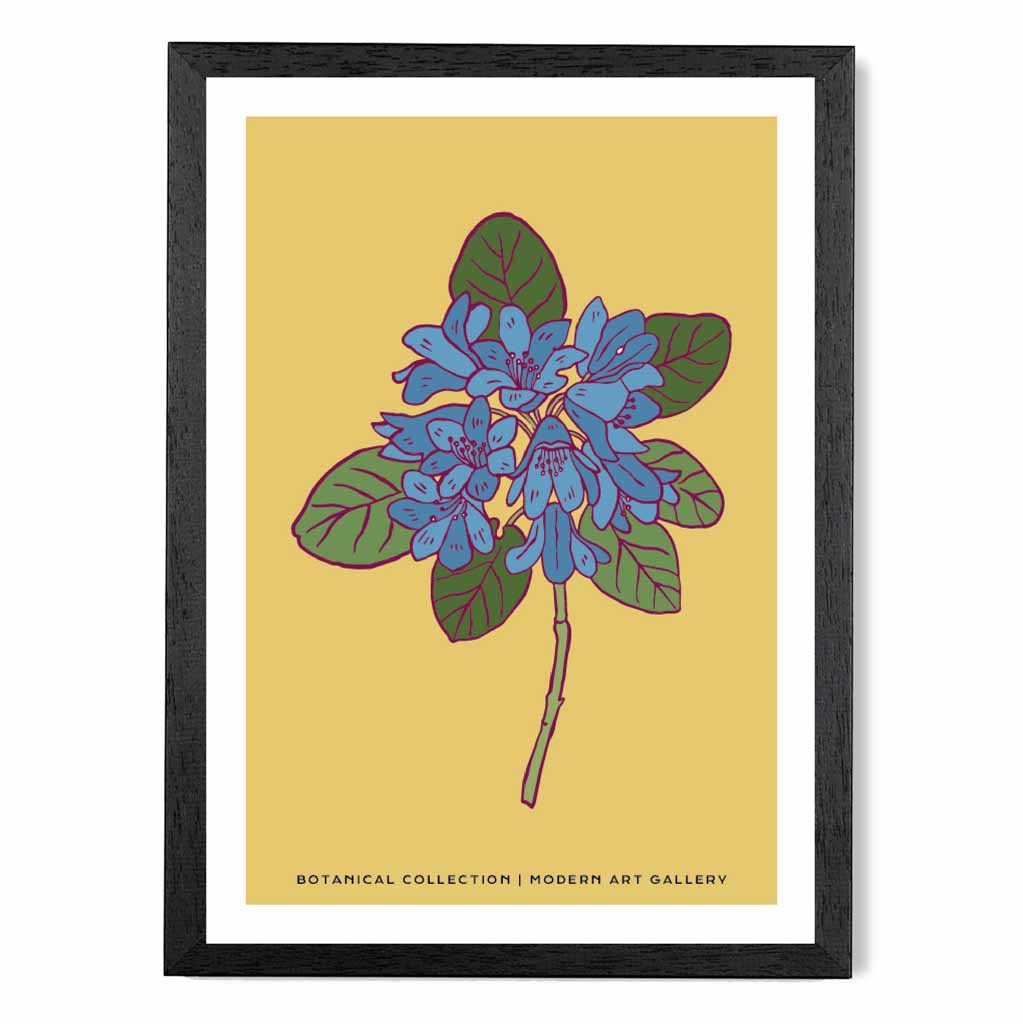 Boho Floral Yellow, Blue Spoon Flower Art Print | Wall Art Plaza UK