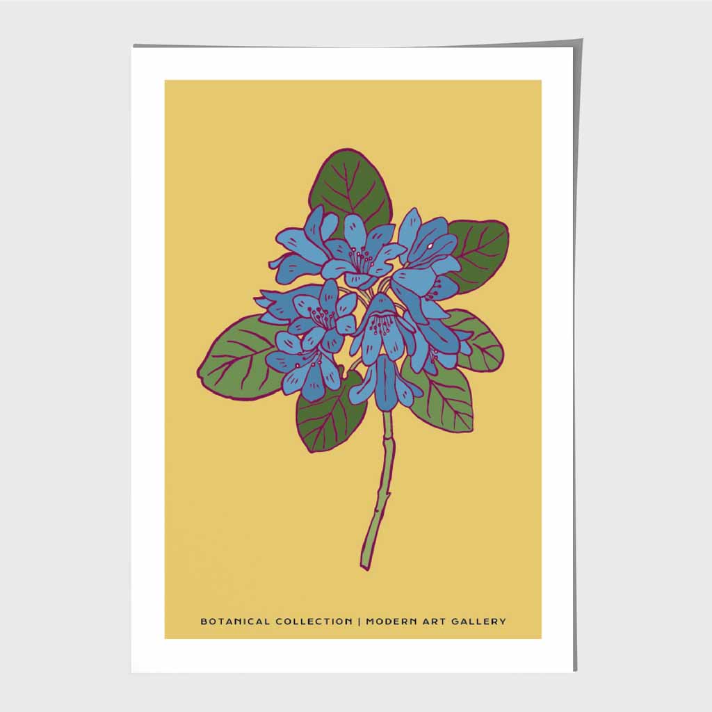 Boho Floral Yellow, Blue Spoon Flower Art Print | Wall Art Plaza UK