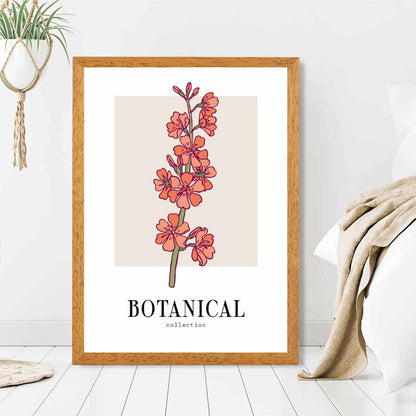 Modern Floral Beige, Orange Cherry Blossom Art Print | Wall Art Plaza UK