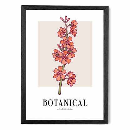 Modern Floral Beige, Orange Cherry Blossom Art Print | Wall Art Plaza UK