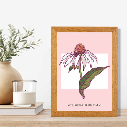 Boho Floral Pink, Green Echinacea Flower Quote Art Poster | Wall Art Plaza UK