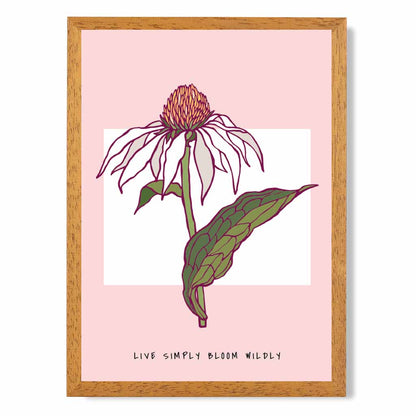 Boho Floral Pink, Green Echinacea Flower Quote Art Poster | Wall Art Plaza UK