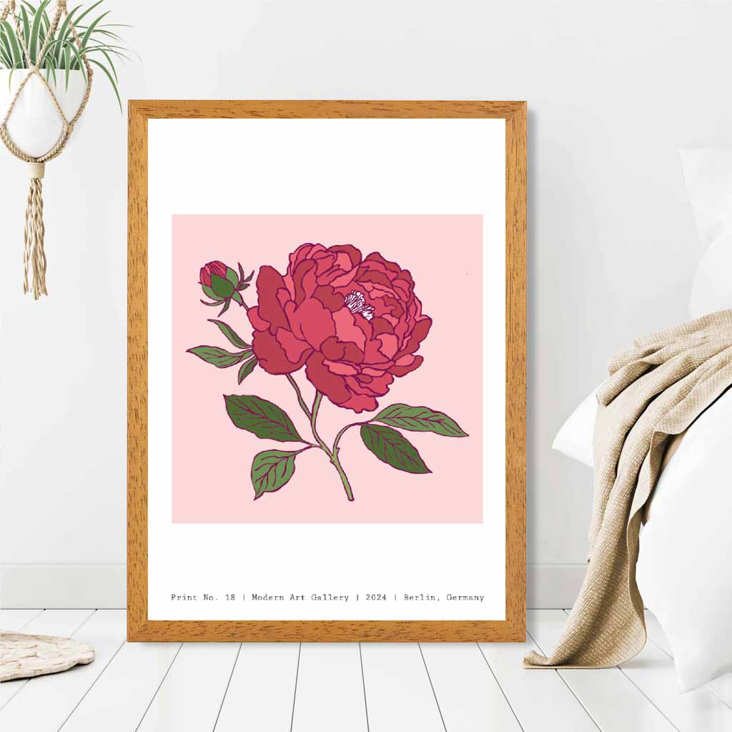 Modern Floral Pink,  Berlin Rose Art Poster | Wall Art Plaza UK