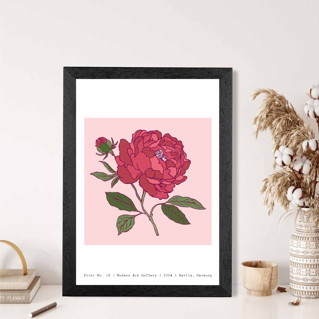 Modern Floral Pink,  Berlin Rose Art Poster | Wall Art Plaza UK