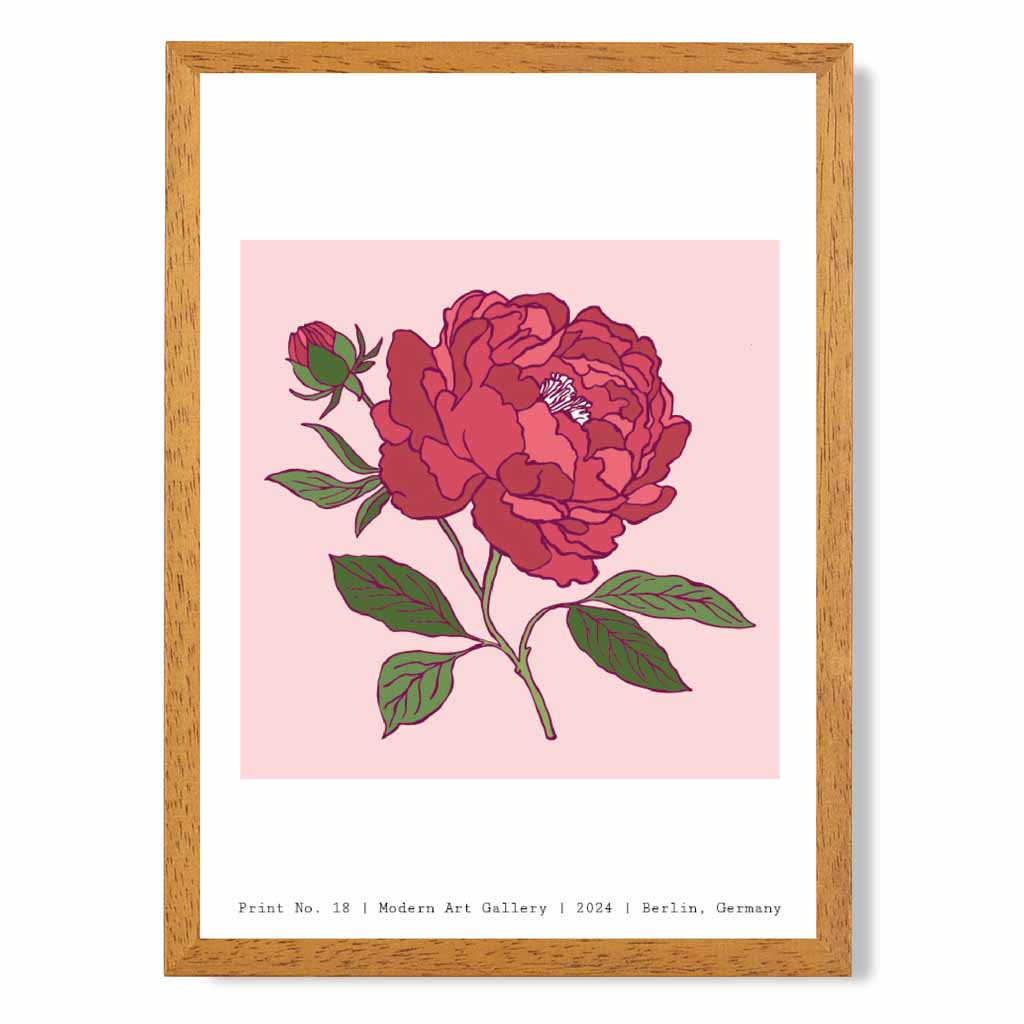 Modern Floral Pink,  Berlin Rose Art Poster | Wall Art Plaza UK