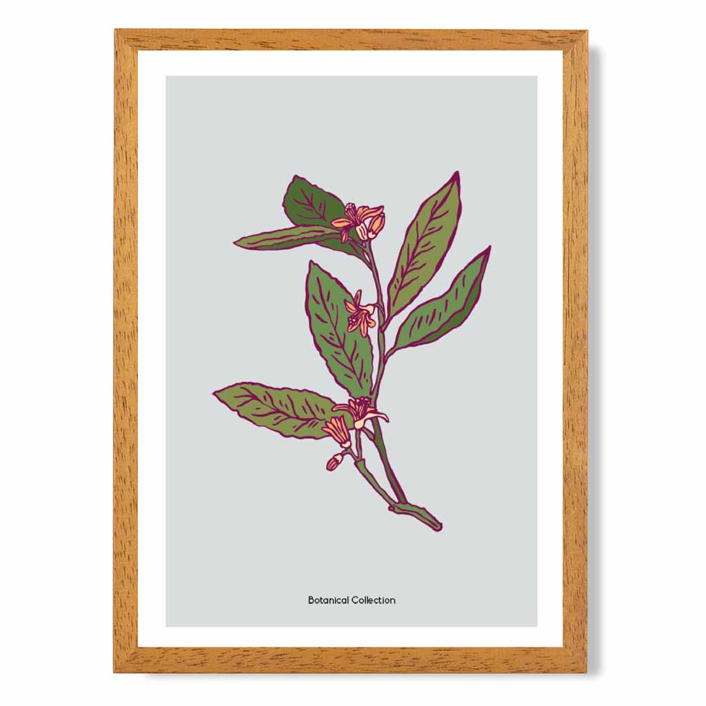 Vintage Floral Grey, Green Pink Petals Art Poster | Wall Art Plaza UK