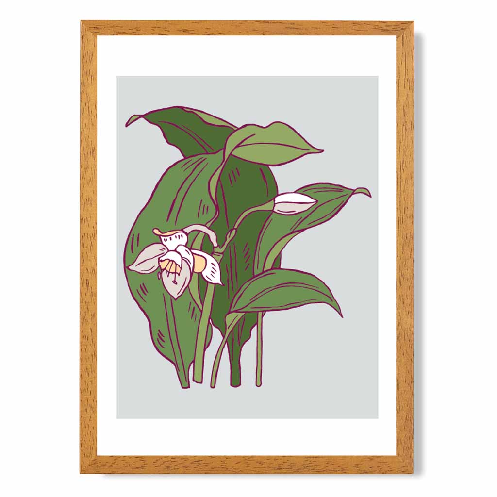 Vintage Floral Grey, Green Snowdrop Art Poster | Wall Art Plaza UK