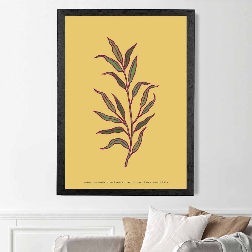 Minimal Yellow, Green Foliage Art Poster | Wall Art Plaza UK