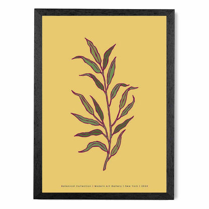 Minimal Yellow, Green Foliage Art Poster | Wall Art Plaza UK