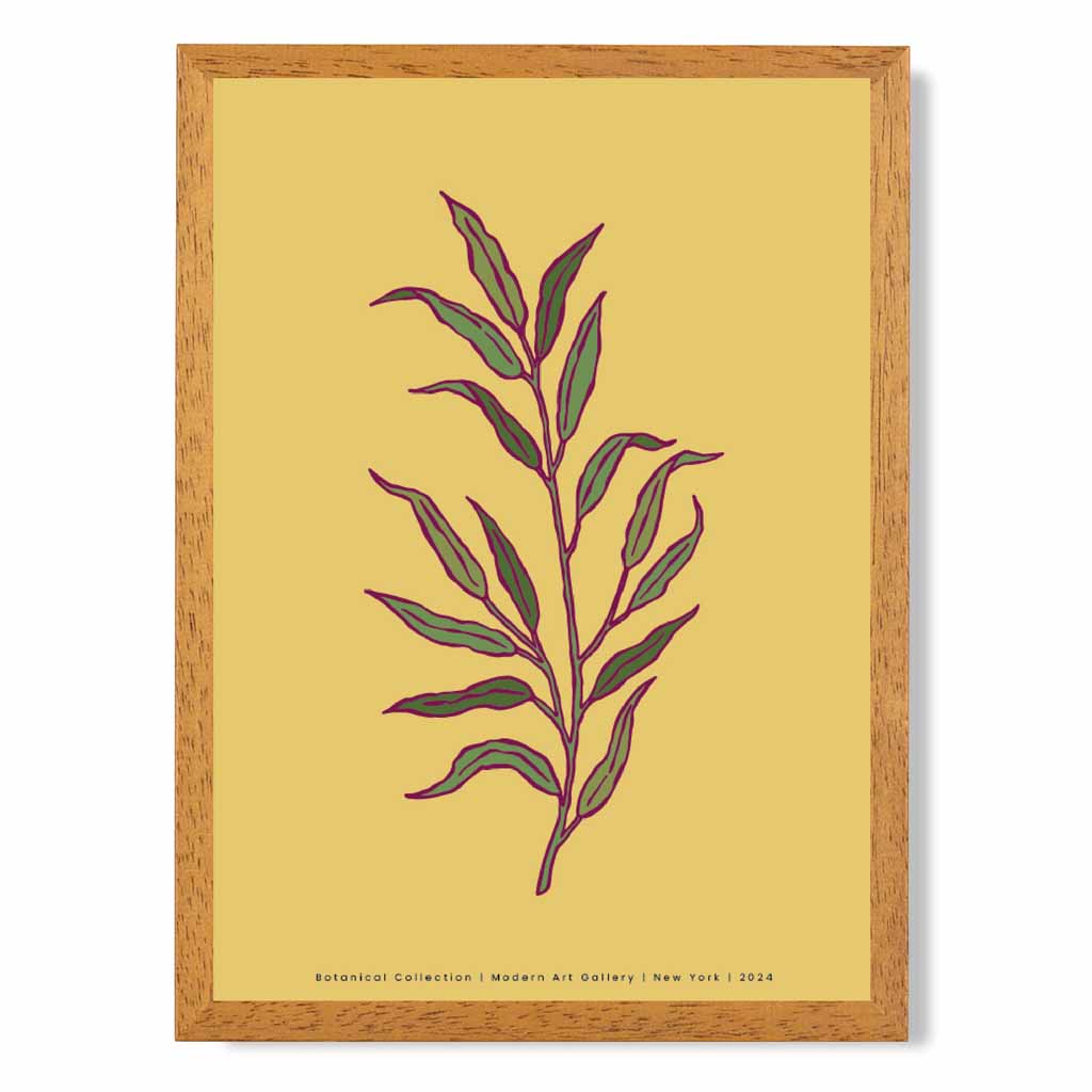 Minimal Yellow, Green Foliage Art Poster | Wall Art Plaza UK