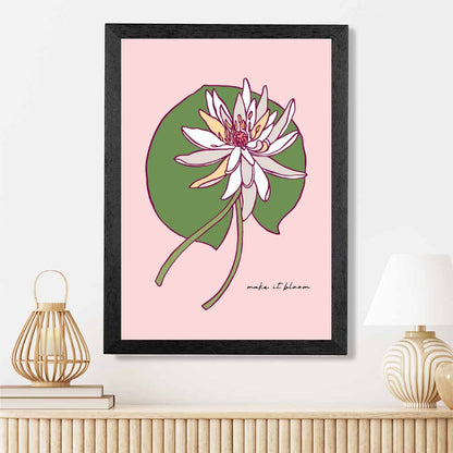 Boho Floral Pink, Green Water Lily Quote Art Print | Wall Art Plaza UK