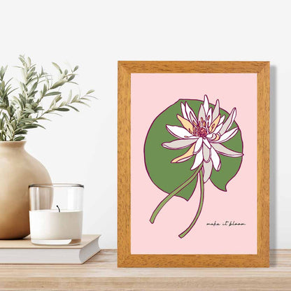 Boho Floral Pink, Green Water Lily Quote Art Print | Wall Art Plaza UK