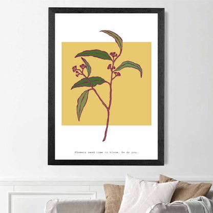 Boho Floral Yellow, Green Time to Bloom Art Print | Wall Art Plaza UK