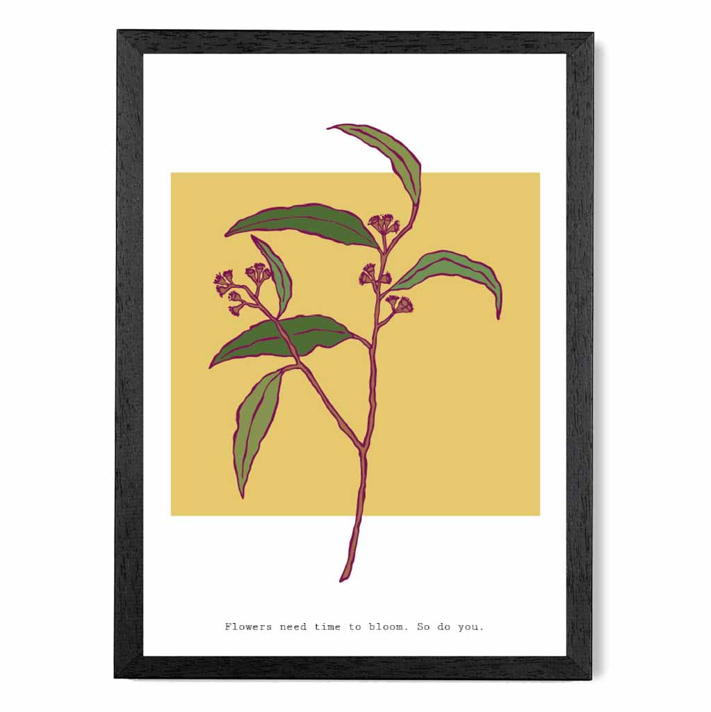 Boho Floral Yellow, Green Time to Bloom Art Print | Wall Art Plaza UK