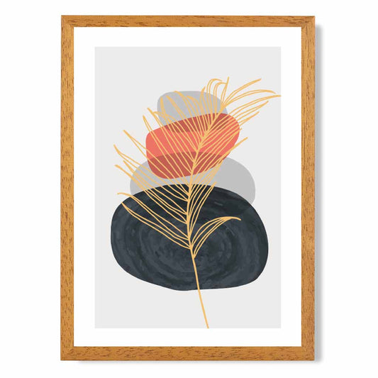 Boho Botanical Neutral, Orange Leaf Art Poster | Wall Art Plaza