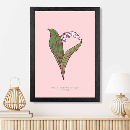 Simple Floral Pink, Green Lilly of the Valley Art Poster | Wall Art Plaza UK