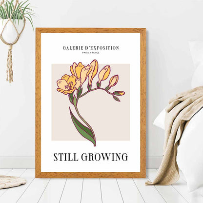 Vintage Floral Beige, Yellow Still Growing Art Print | Wall Art Plaza UK