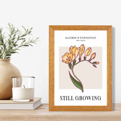 Vintage Floral Beige, Yellow Still Growing Art Print | Wall Art Plaza UK