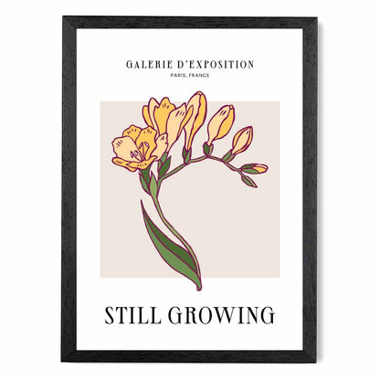 Vintage Floral Beige, Yellow Still Growing Art Print | Wall Art Plaza UK