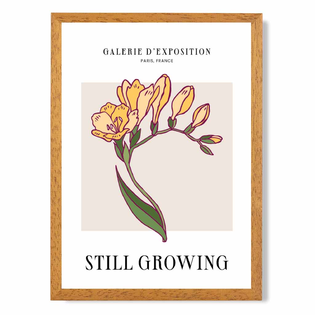 Vintage Floral Beige, Yellow Still Growing Art Print | Wall Art Plaza UK