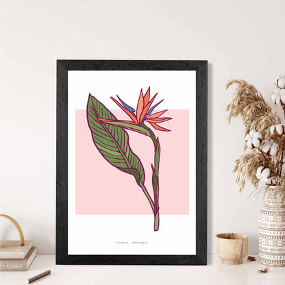 Modern Floral Pink, Green Lisbon Flower Art Print | Wall Art Plaza UK