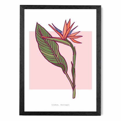 Modern Floral Pink, Green Lisbon Flower Art Print | Wall Art Plaza UK