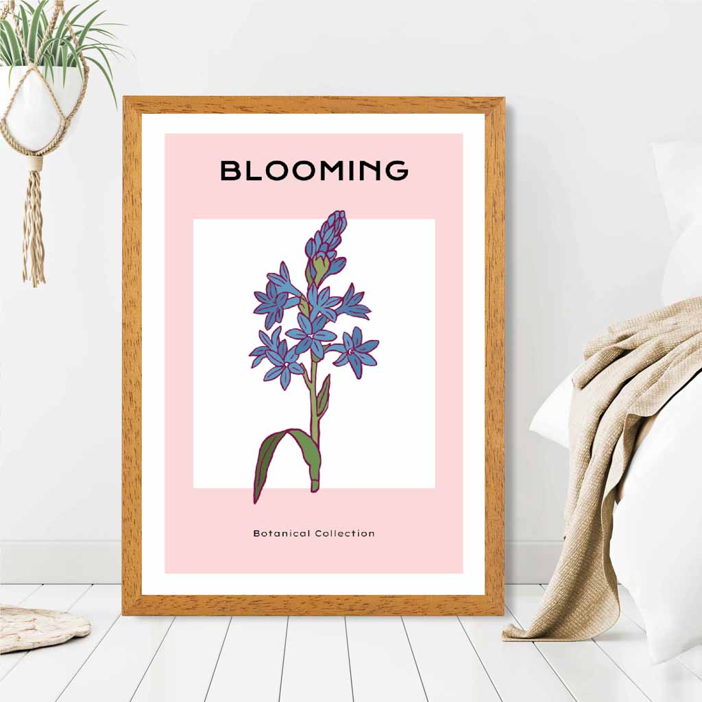 Modern Floral Pink, Blue Camas Flower Art Print | Wall Art Plaza UK