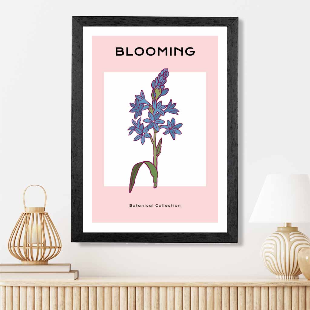 Modern Floral Pink, Blue Camas Flower Art Print | Wall Art Plaza UK