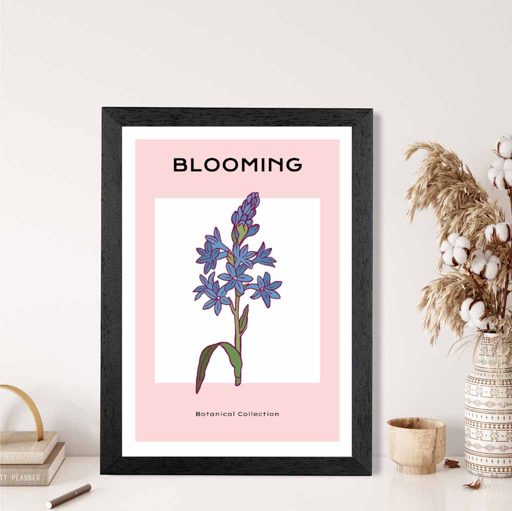 Modern Floral Pink, Blue Camas Flower Art Print | Wall Art Plaza UK